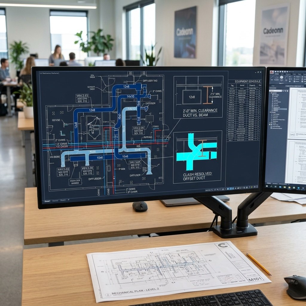 BIM coordination model displayed on a workstation screen$