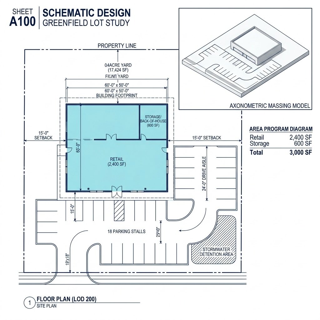 Greenfield lot schematic study